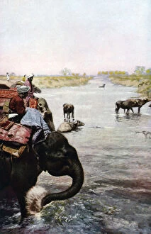 Images Dated 10th September 2009: River scene, Central India, c1930s. Artist: Edward E Long