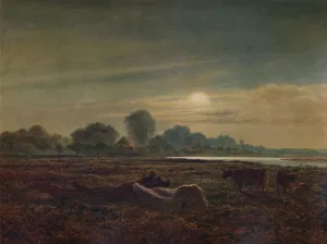 Catalogue Of Pictures Prints: River Scene by Moonlight, with Cattle, 1879, (1935). Artist: Arthur Gilbert