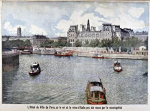 Local Government Prints: The River Seine and the Hotel de Ville, Paris, 1903