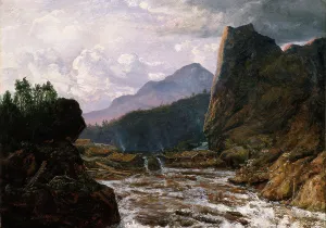 River between steep Rocks, 1857. Creator: Johan Christian Dahl