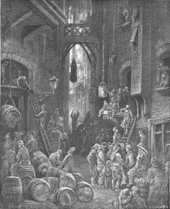 Riverside Gallery: A River Side Street, 1872. Creator: Gustave Doré