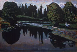 State Russian Museum Gallery: A River in summer. Artist: Kandinsky, Wassily Vasilyevich (1866-1944)