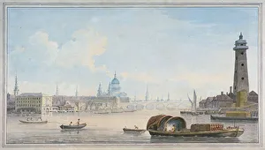Southbank Prints: River Thames looking towards Blackfriars Bridge, London, 1818