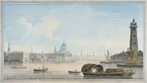 Blackfriars Bridge Gallery: River Thames looking towards Blackfriars Bridge, London, 1818
