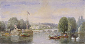 River Thames Collection: The River Thames with Richmond Bridge and Richmond Hill in the distance, London, 1867