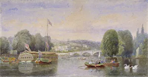 Swan Prints: The River Thames with Richmond Bridge and Richmond Hill in the distance, London, 1867