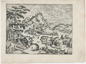 River Valley with Obelisk, ca. 1570. ca. 1570. Creators: Anon, Lucas Gassel