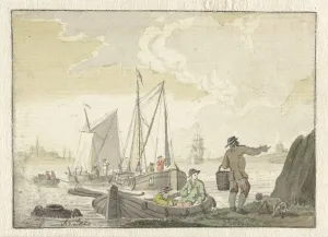 River view with ships, 1723-1760. Creator: Nicolaas Aartman