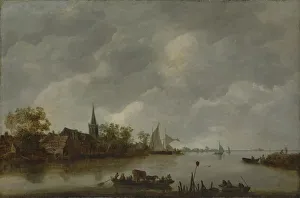 Mid 17th Century Prints: River View with a Village Church