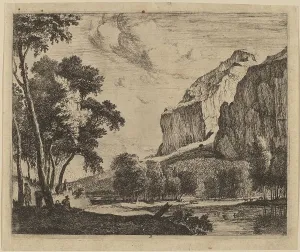 Roelant Roghman Prints: Riverscape with Rocks on the Right: pl.3. Creators: Roelant Roghman, Melchior Küsel