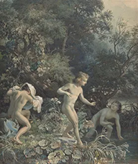 Riverside with Three Bathing Boys, 19th century. Creator: Christian Friedrich Gille Riverside with Three Bathing Boys, 19th century. Creator: Christian Friedrich Gille