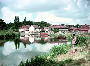Norfolk Prints: Riverside village in Norfolk, c1960s. Creator: Arthur Charles Kirby Ware