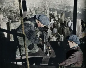 William Frederick Gallery: Rivetting the last bolts on The Morning Mast of the Empire State building, c1931