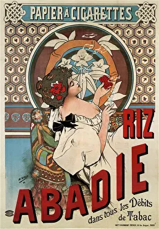 Tobacco Products Prints: Riz Abadie Cigarette Covers, 1898. Creator: Mucha, Alfons Marie (1860-1939)