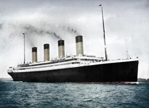 Colourised Collection: RMS Olympic, White Star Line ocean liner, 1911-1912. Artist: FGO Stuart