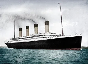 Colourised Collection: RMS Olympic, White Star Line ocean liner, 1911-1912. Artist: FGO Stuart