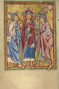 Illumination Painting Prints: The Road to Emmaus, about 1190-1200. Creator: Unknown