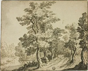 Road through Leafy Trees near Stream, n.d. Creator: Zacharias Blijhooft