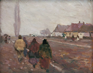 Mousson Teodor Jozef Prints: On the Road from the Michalovice Market, 1915. Creator: Teodor Jozef Mousson