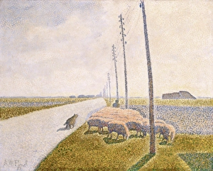 A W Finch Prints: The Road to Nieuport, 1888. Creator: Alfred William Finch