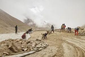 Repair Prints: Road paving and repairs, Ladakh, India, 2023. Creator: Peter Thompson