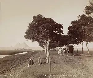 Gizeh Prints: Road to the Pyramids, Giza, after 1868. Creator: Hippolyte Arnoux
