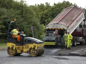 Road resurfacing in Hampshire, UK 2014. Creator: Unknown