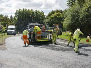 Roadworks Prints: Road resurfacing in Hampshire, UK 2014. Creator: Unknown
