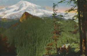 Mount Rainier Prints: The Road at Rickseeker Point, Mount Rainier in the Distance