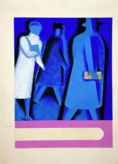 Precaution Prints: Road safety - Female and male figures walking at night