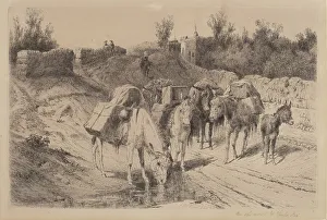 Pack Animals Prints: On the Road to Santa Fe, 1884. Creator: Peter Moran
