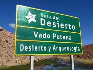 Road Sign Prints: Road sign in Chile 2019. Creator: Unknown