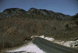 Slides Color Gmgpc Gallery: The road along the Skyline Drive, with a light snowfall in the rocks beside, Virginia, ca. 1940