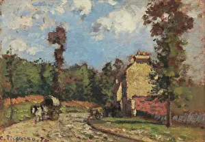 Country Landscape Prints: Road to Versailles, Marly-le-Roi, 1870. Creator: Pissarro, Camille (1830-1903)