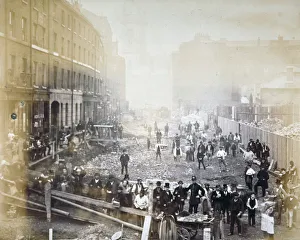 Road Building Prints: Road widening works in Shoe Lane, City of London, 1871. Artist: Henry Dixon