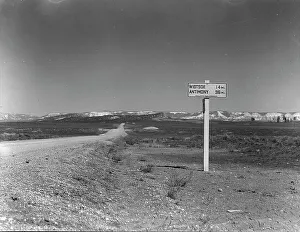 Road Sign Prints: The road to Widtsoe from Panquitah, Utah, 1936. Creator: Dorothea Lange