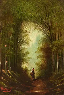 Treelined Prints: Road in the Woods, 2nd half of 19th century. Creator: Unknown