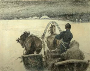 Horse Driving Gallery: On the Road to Yasnaya Polyana, 1903. Artist: Pasternak, Leonid Osipovich (1862-1945)