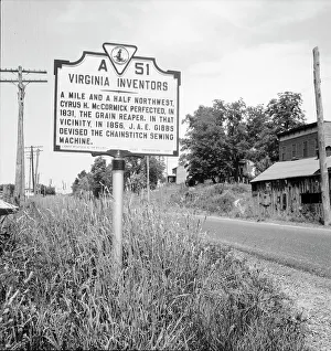 Road Sign Prints: Roadsign at Steele's Tavern, Virginia, 1936. Creator: Dorothea Lange