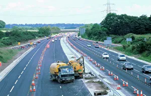 Roadworks Prints: Roadworks at Contraflow on M27 Motorway, Hampshire