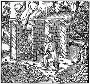Roasting copper ore in a furnace at C, 1556