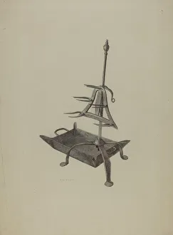 Stand Prints: Roasting Stand with Drip Pan, c. 1938. Creator: Roy Weber