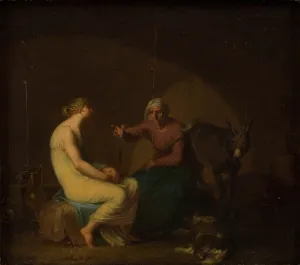 Abildgaard Nicolai Abraham Prints: The robber gang's housekeeper comforts the young girl by telling the myth of Cupid