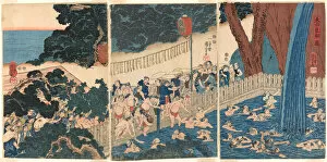 Bathers Collection: Roben Waterfall at Mount Oyama (Oyama Roben no taki), c. 1818 / 20