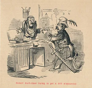 Agnew Co Prints: Robert Curthose trying to get a Bill discounted, c1860, (c1860). Artist: John Leech