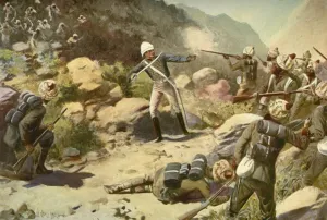 1st Earl Roberts Prints: Roberts Rallying the Pioneers at Umbeyla, (1901). Creator: Charles Mills Sheldon