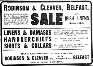 Linen Prints: Robinson & Cleaver, Belfast - sale of Irish linens, 1909. Creator: Unknown