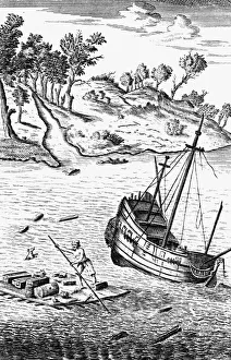 Robinson Crusoe Saving His Goods out of the wreck of the Ship, c1719 Robinson Crusoe Saving His Goods out of the wreck of the Ship, c1719