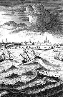 Great Yarmouth Prints: Robinson Crusoe Shipwrecked at Yarmouth, c1719