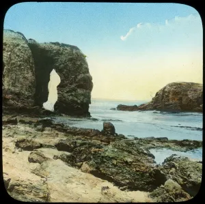 Rock arch at Perran Beach, Cornwall, late 19th or early 20th century Rock arch at Perran Beach, Cornwall, late 19th or early 20th century